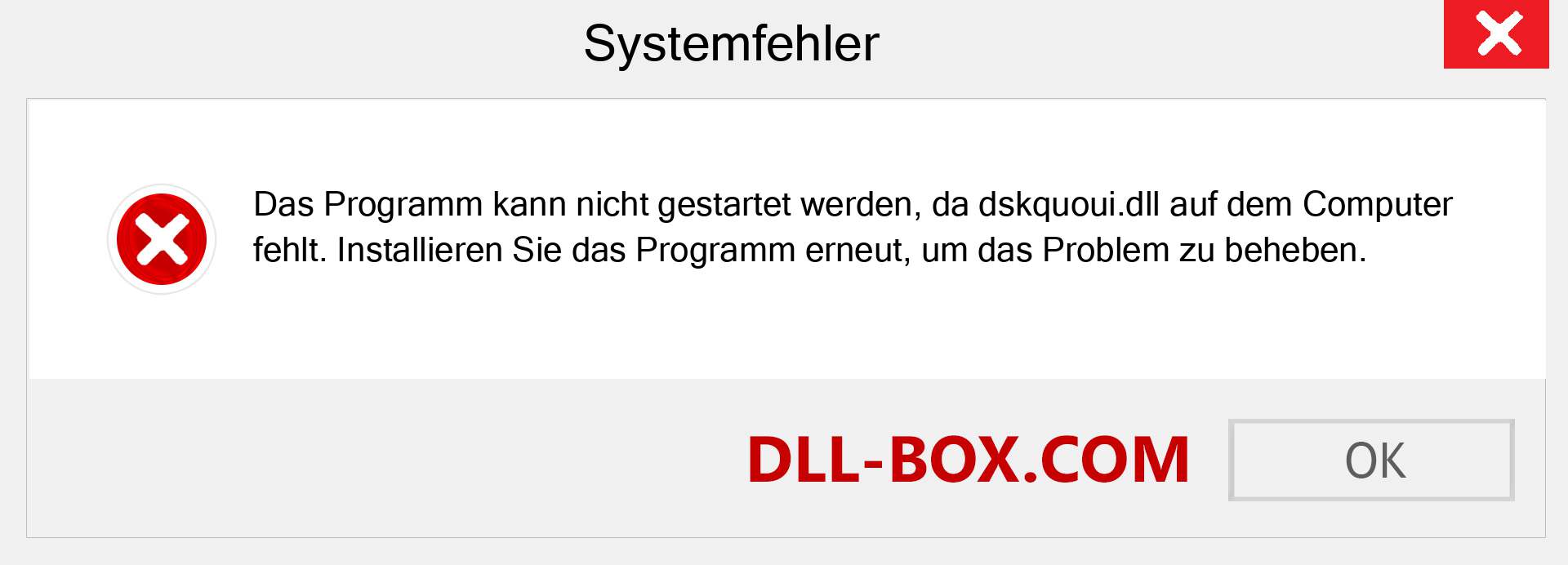 dskquoui.dll-Datei fehlt?. Download für Windows 7, 8, 10 - Fix dskquoui dll Missing Error unter Windows, Fotos, Bildern